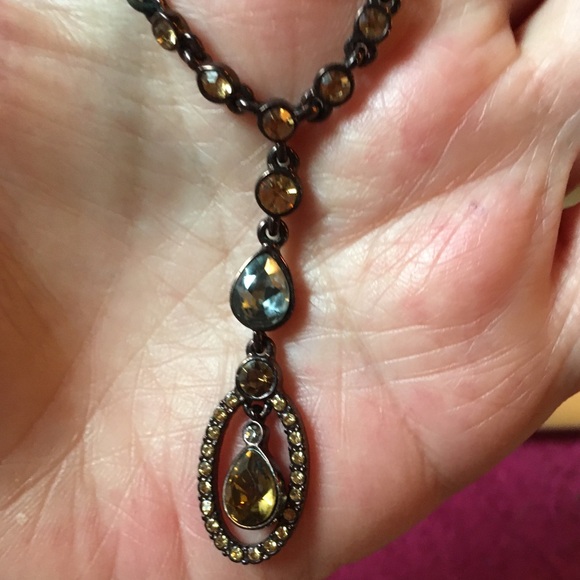 Givenchy Copper and Amber Rhinestone Necklace - Picture 5 of 8